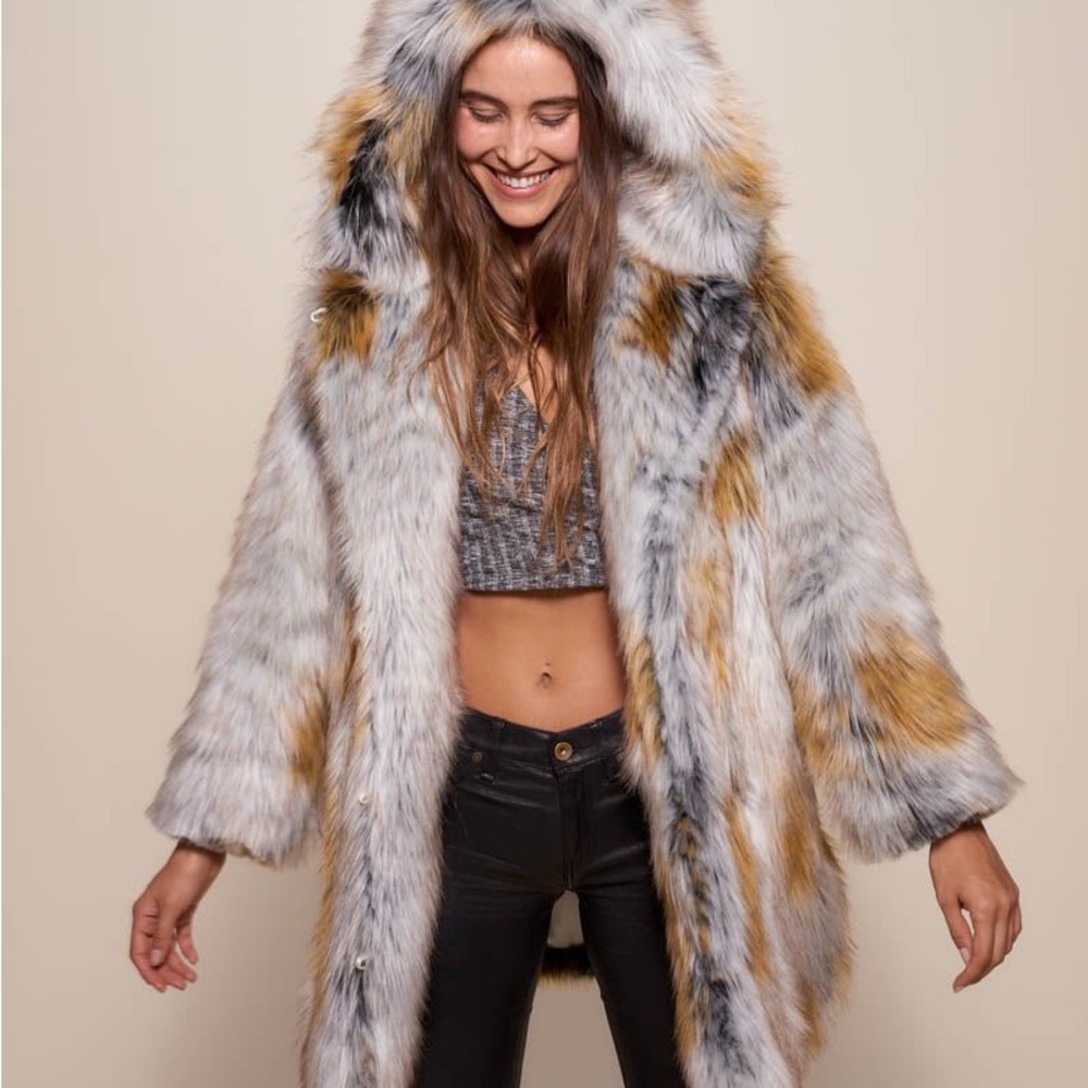 SpiritHoods Arctic Fox Faux Fur Coat – Classic w/ Hood & Ears (XS)